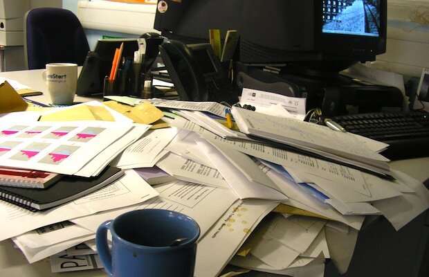 cluttered desk