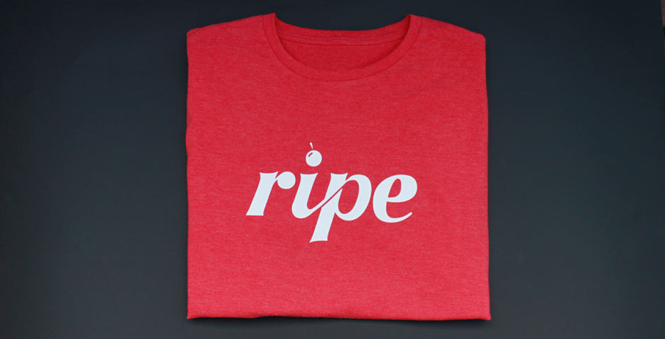 red tshirt with logo on the front